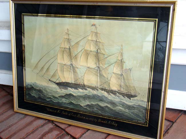 A Limited Edition print circa 1924 depicting the historic clipper ship "WESTWARD HO" built by Donald McKay at East Boston in 1852
